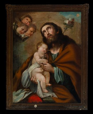 une image représentant un tableau où Jésus tient un bébé dans ses bras