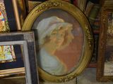 a picture of a picture of a woman in a hat and a picture of a woman in a veil