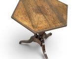 an octagonal table with a wooden top on a white background