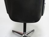 an image of a black leather chair with a chrome steel base