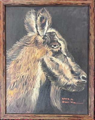 SUN HEE "Tête de chèvres de profil" HST (35x27cm) SBD et dat…