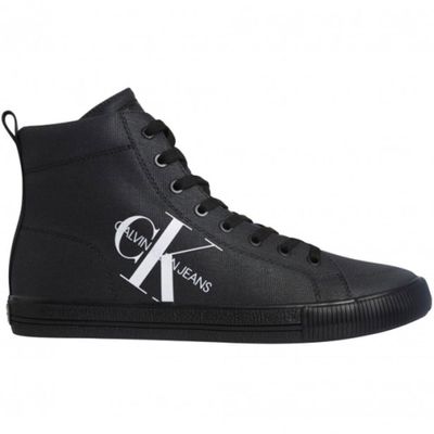black high top sneakers with logo