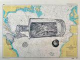 an image of a map of the world with a ship in it