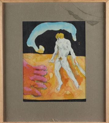 une image représentant un tableau où l'on voit un homme debout dans le désert