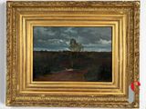 an image of a painting of a landscape with a lone tree in the foreground