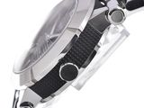 a close up of a wrist watch with a black strap