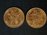 deux souverains d'or, l'un représentant un lion et l'autre un cheval