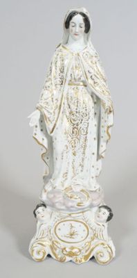 an image of a statue of a woman in a white dress