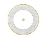 a white and gold plate with a gold rim on a white background