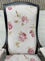 Fauteuil Voltaire en bois, noirci, garniture tissu à décor f… (photo 2)