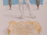drawing of a man standing on a piece of paper with a tree in the background