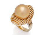 a pearl and diamond ring, by van cleef