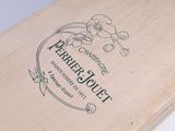 a wooden box that has a label on it