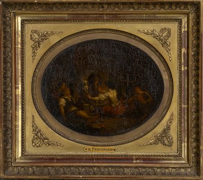 an image of a painting of a group of people in a wooded setting