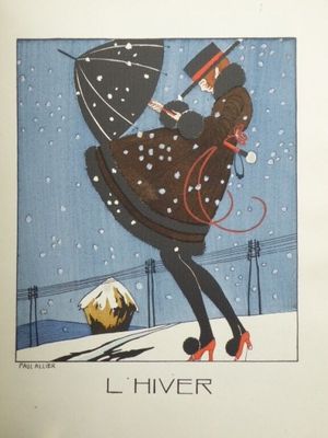 une photo d'une femme marchant dans la neige avec un parapluie