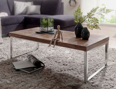Table basse ALISTER- en bois massif et métal naturel - dimen…