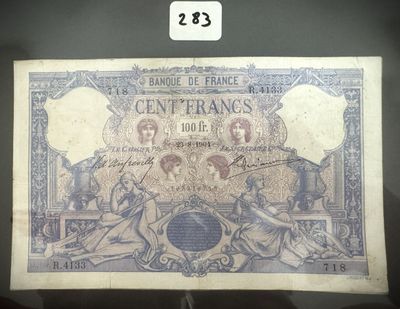 un ancien billet de banque français sur lequel figurent les portraits d'un homme et d'une femme