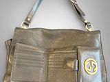 guccissi brown leather shoulder bag with wallet and card holder