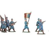 many figurines of men dressed in blue uniforms