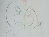 a drawing of a cat sleeping next to a flower