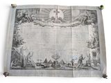 un vieux document sur lequel figure, au centre, l'image d'un bateau