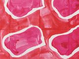 a picture of a painting of hearts on a red background