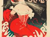 une affiche représentant une femme portant une robe-corset