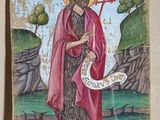 an image of a painting of a man holding a sword and a scroll