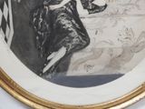 painting of a woman in a black dress sitting on a chair