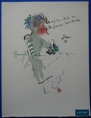 tableau représentant une femme assise sur une chaise, avec une fleur dans les cheveux