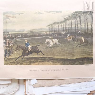 a picture of a horse race with jockeys and horses