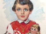 painting of a young boy holding a doll in his arms