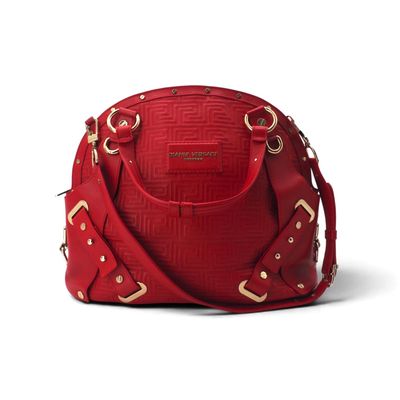 Sac à main Michael Korsh en cuir rouge avec des anses cloutées