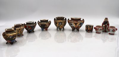 7 pots à encens en faïence de SATSUMA.