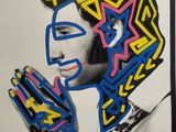 an image of a painting of a woman holding her hands up to her face
