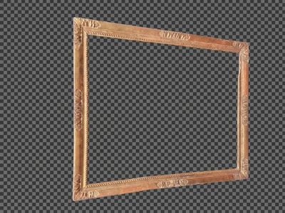 un cadre en bois sur fond transparent, avec une ombre