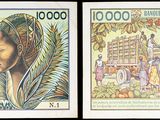 deux images différentes d'une femme sur un billet de banque, accompagnées de l'image d'un homme