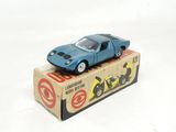 a blue toy car sitting on top of a box