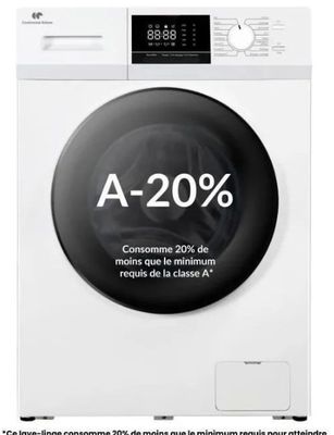 a white washing machine with the words a - 20 % on it