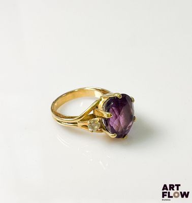 bague de fiançailles et bague en diamant en or jaune 14 carats