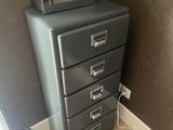 an image of a filing cabinet with a printer on top of it