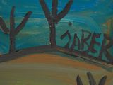 a painting of a desert scene with cactus trees