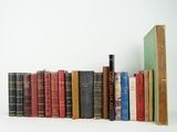 a lot of books that are sitting on a shelf
