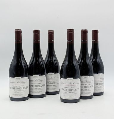 six bouteilles de vin sont alignées sur une surface blanche