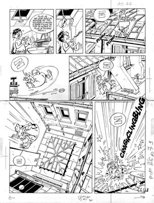 une page en noir et blanc d'une bande dessinée mettant en scène des personnages de BD