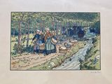 une photo d'un tableau représentant une femme avec des paniers