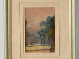 an image of a painting of a street scene in a frame