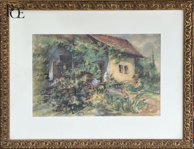 Ivan VYDARENY (1887-1982), Jardin devant la chaumière, 1968