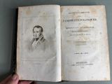 an old book with a drawing of a man in a suit and tie