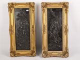 paire de bas-reliefs français en bronze du XIXe siècle représentant un homme et une femme
